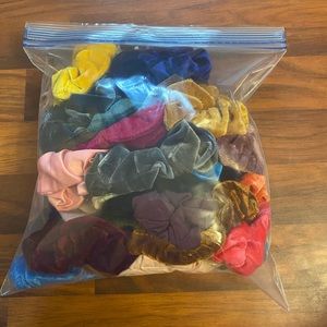 39 various colors, textures, etc. scrunches